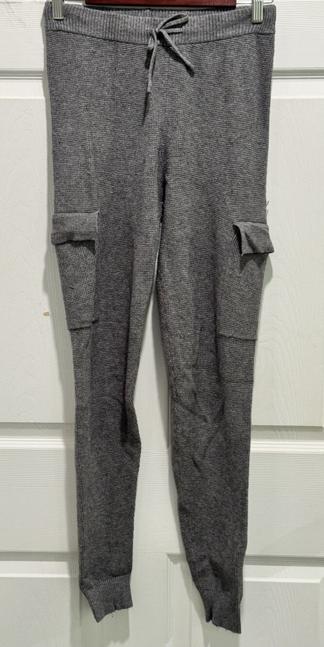 Sage + Stone Gray Waffle Knit Cargo Pocket Jogger Pants Women Size Small